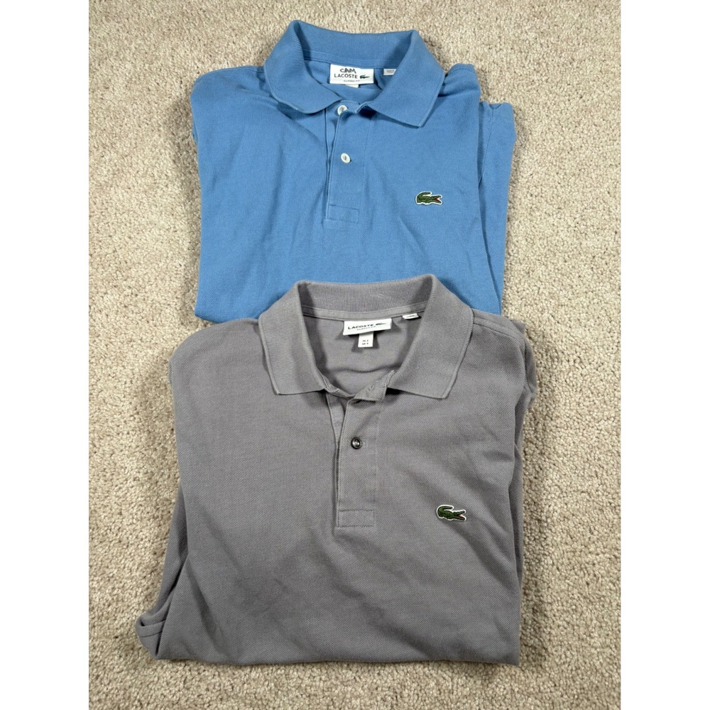 Lot of 2 Lacoste Classic Fit Polo Shirts Mens Small Blue Grey Pique Cotton S FR3